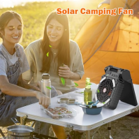 iYeHo Camping Fan s LED lucernou, 10400mAh dobíjecí baterie, přenosný, časovač, nabíjení telefonu a ekologický ventilátor, pro k